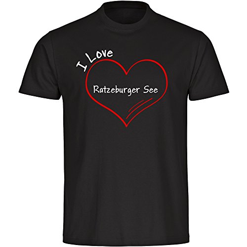 Kinder T-Shirt Modern I Love Ratzeburger See - schwarz - Größe 128 bis 176, Größe:176